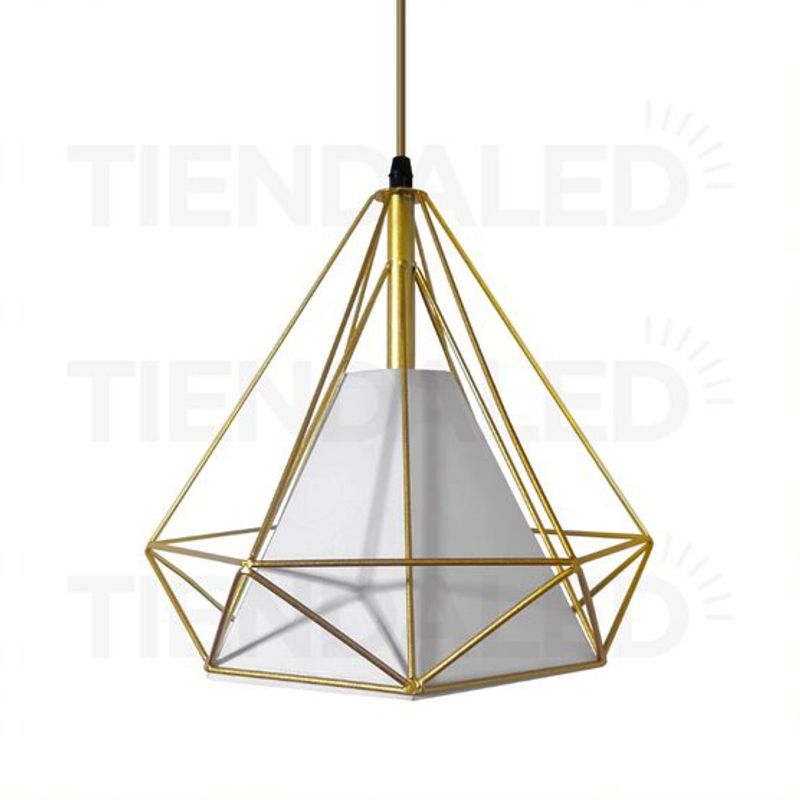 GENERICO - Lampara Colgante Hierro Dorada Forma Diamante 25cm X 25cm