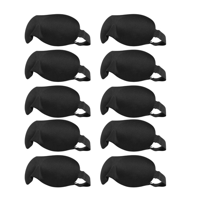 GENERICO - Pack 10 Antifaz Para Dormir Máscara Cubre Ojos 3d Viaje Negro.
