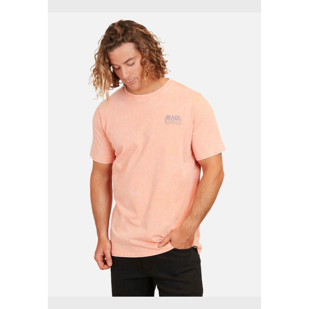 MAUI AND SONS - Polera Sunset Palm Acid Sst Hombre Naranjo Maui And Sons