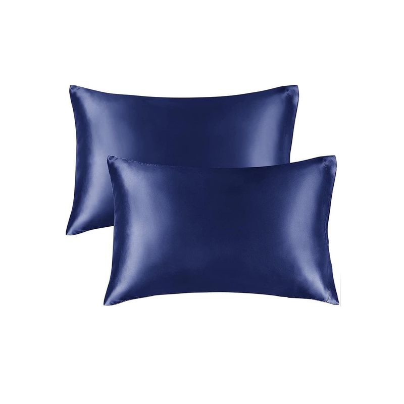 CASATUA - Funda Almohada Satin Seda Set X2 Unids - Azul marino - 76x50