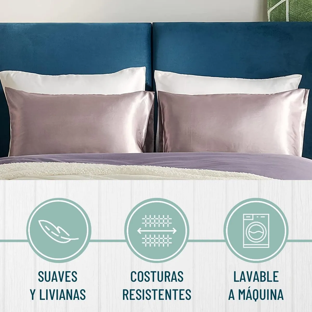 Funda Almohada Satin Seda Set X2 Unids - Rosa - 76x50, marca CASATUA - Foto 2