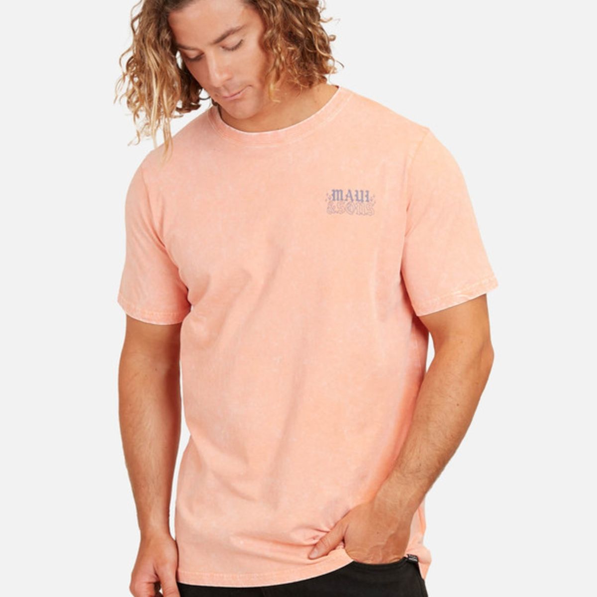 MAUI AND SONS - Polera Sunset Palm Acid Sst Hombre Naranjo Maui And Sons