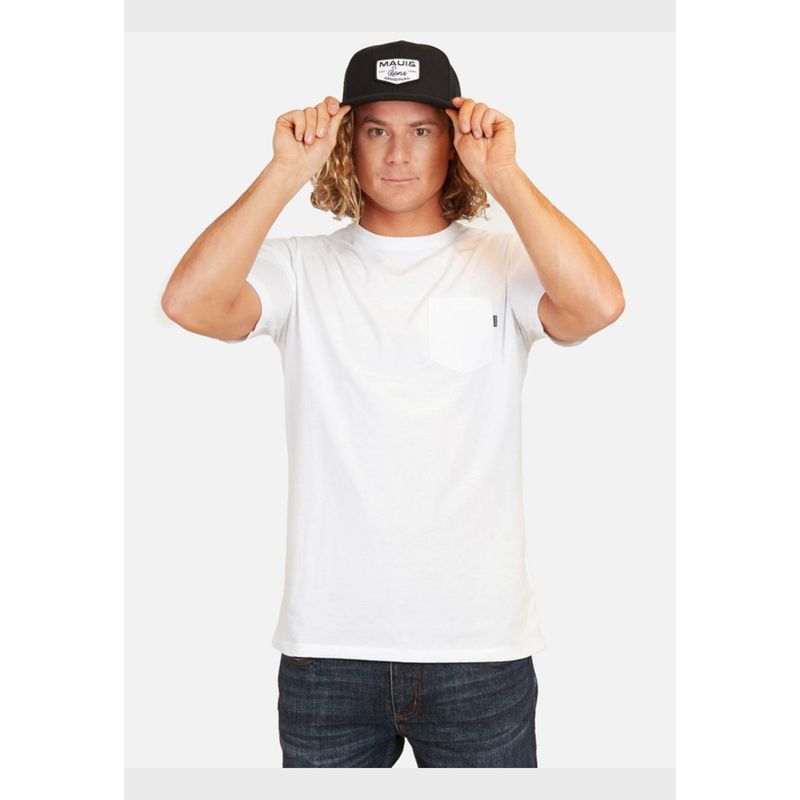 MAUI AND SONS - Polera Surf Pocket Basic Ss Tee Hombre Blanco Maui And Sons