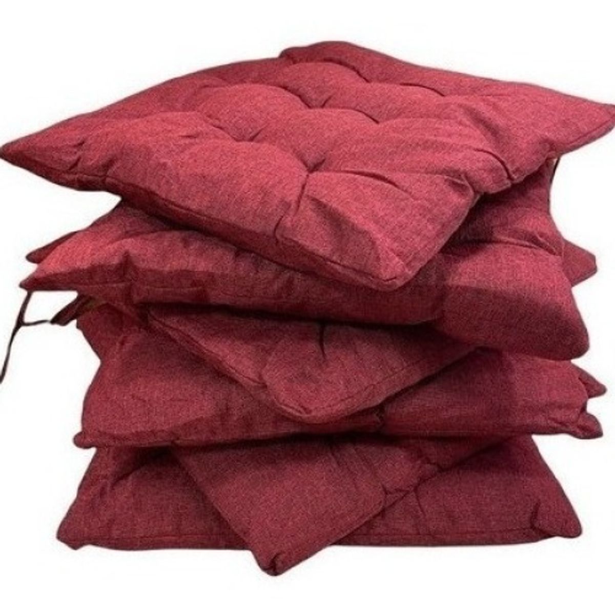 U BUY - Pack 6 Cojines De Sillas Cuadrado Lino Liso Colores rojo