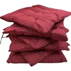 U BUY - Pack 6 Cojines De Sillas Cuadrado Lino Liso Colores rojo
