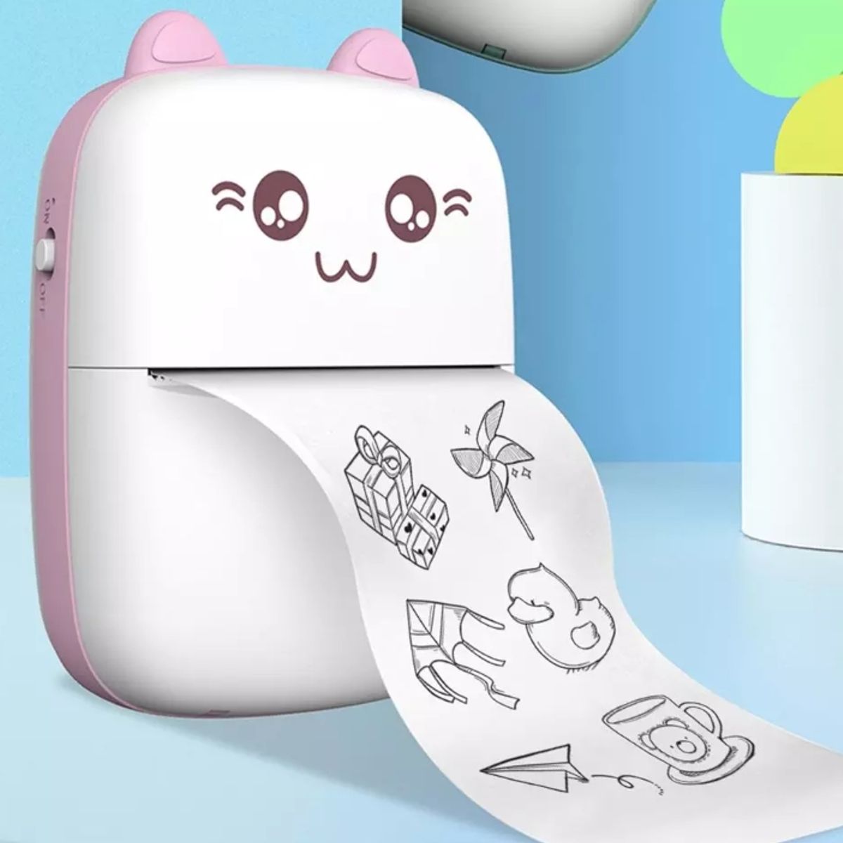 GENERICO - Mini impresora Térmica Portátil Bluetooth Gatito con Rollos