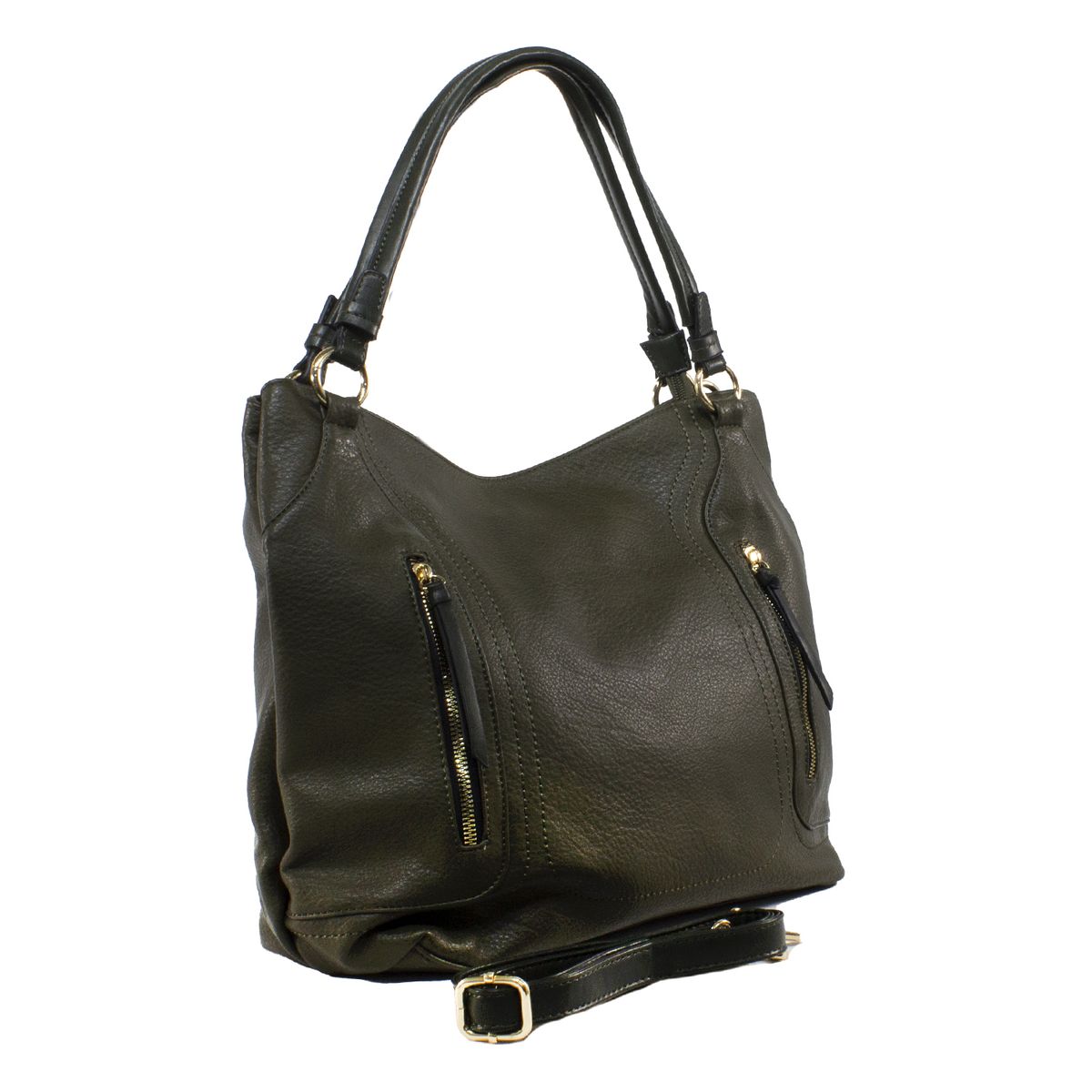 MAILEA - Cartera ecocuero clasica 2 cierres para mujer verde