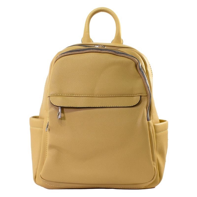 MAILEA - Mochila ecocuero chapeta frontal para mujer amarillo