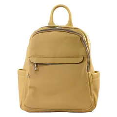 MAILEA - Mochila ecocuero chapeta frontal para mujer amarillo
