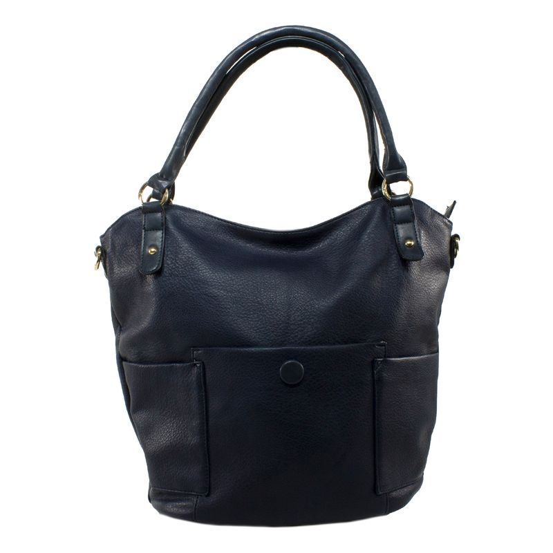 MAILEA - Cartera ecocuero clasica bolsillo boton para mujer azul