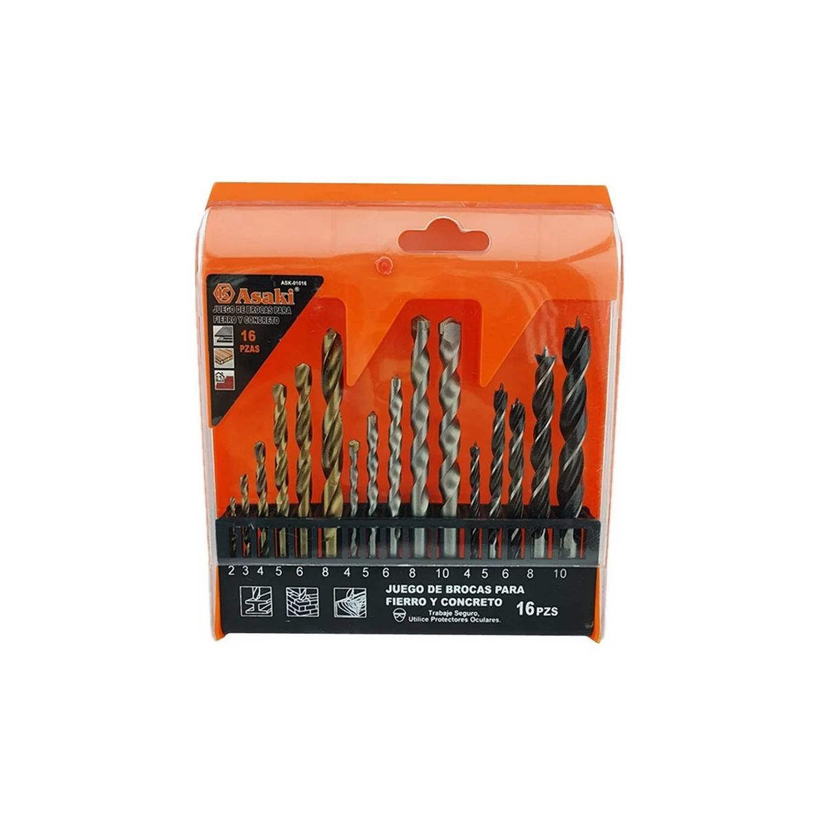 GENERICO - Juego De Brocas Para Madera Cemento Metal 16 Piezas Asaki