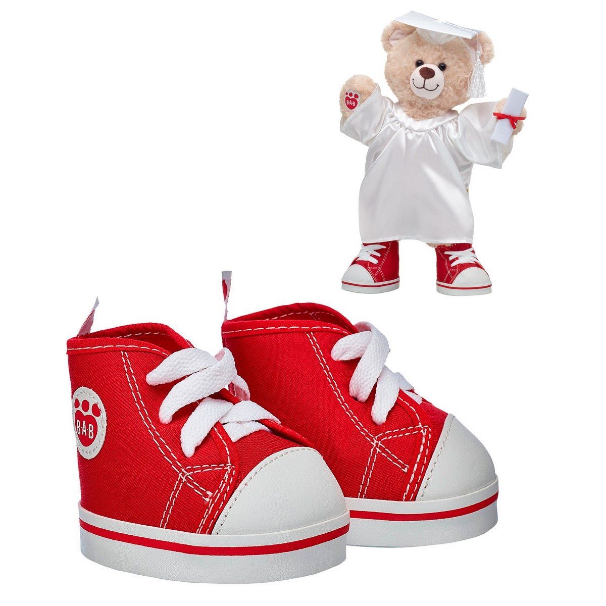 BUILD A BEAR - Zapatillas altas Build a Bear color rojo y blanco