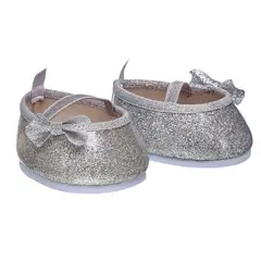 BUILD A BEAR - Zapatos Plateados Con Moños Build-a-bear