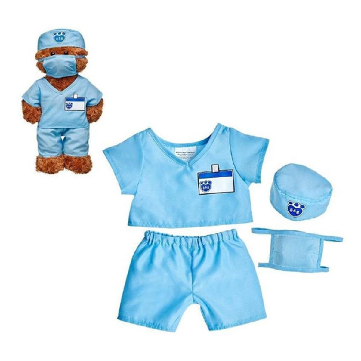 BUILD A BEAR - Traje médico azul Build a Bear con gorra y mascarilla