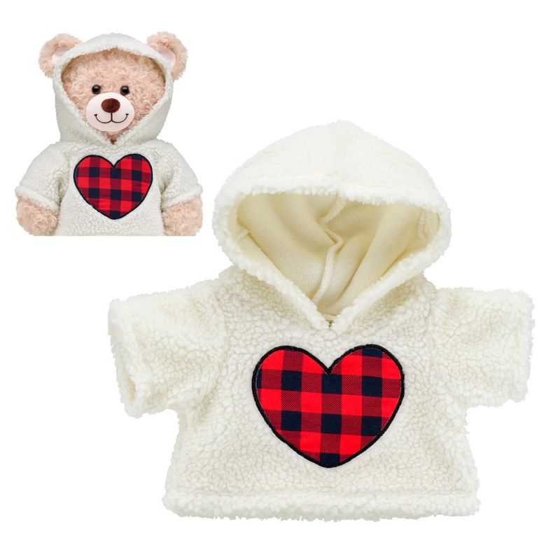 BUILD A BEAR - Poleron Blanco Piel Con Corazón A Cuadros Build-A-Bear