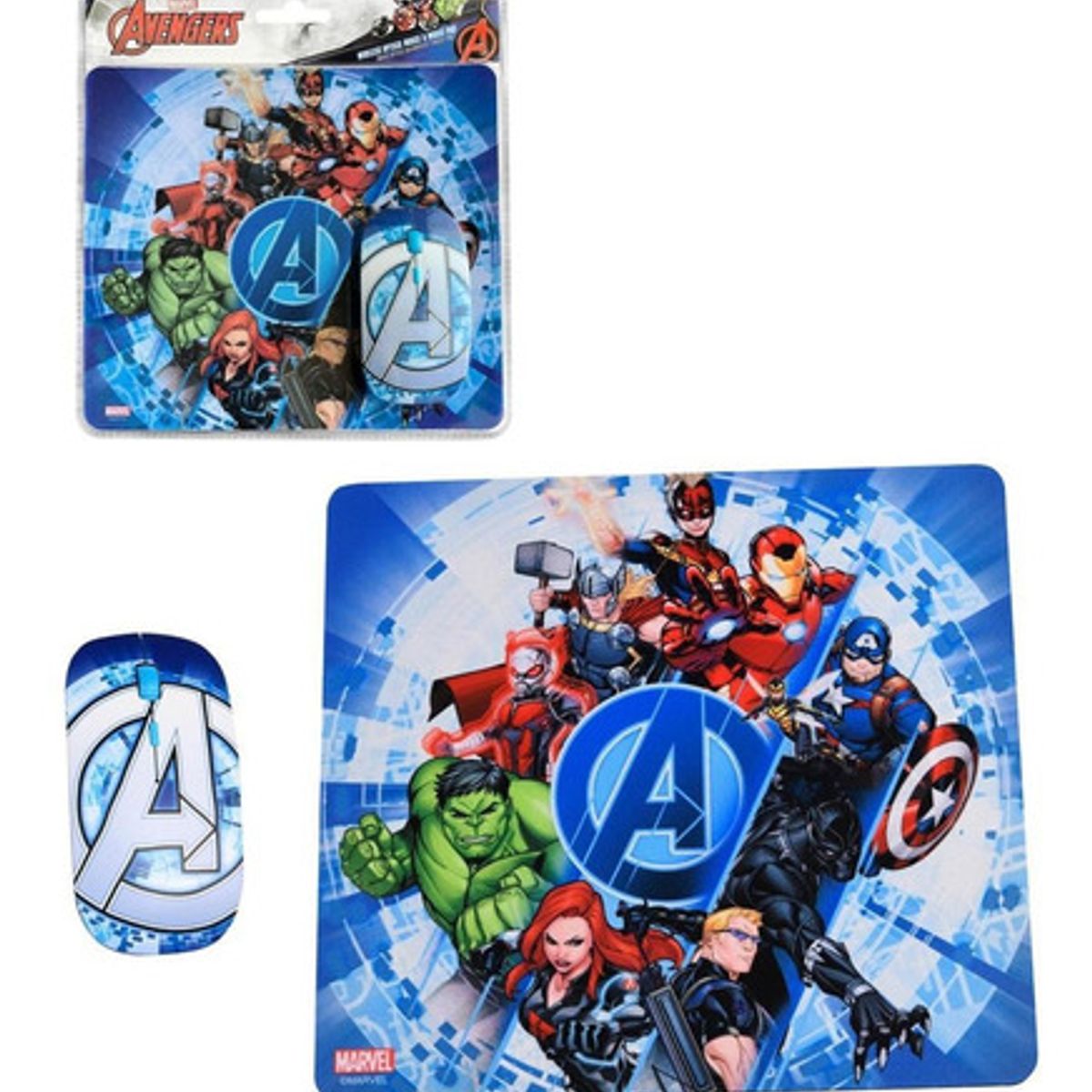 MARVEL - Kit Mouse Inalambrico Y Mouse Pad Avengers