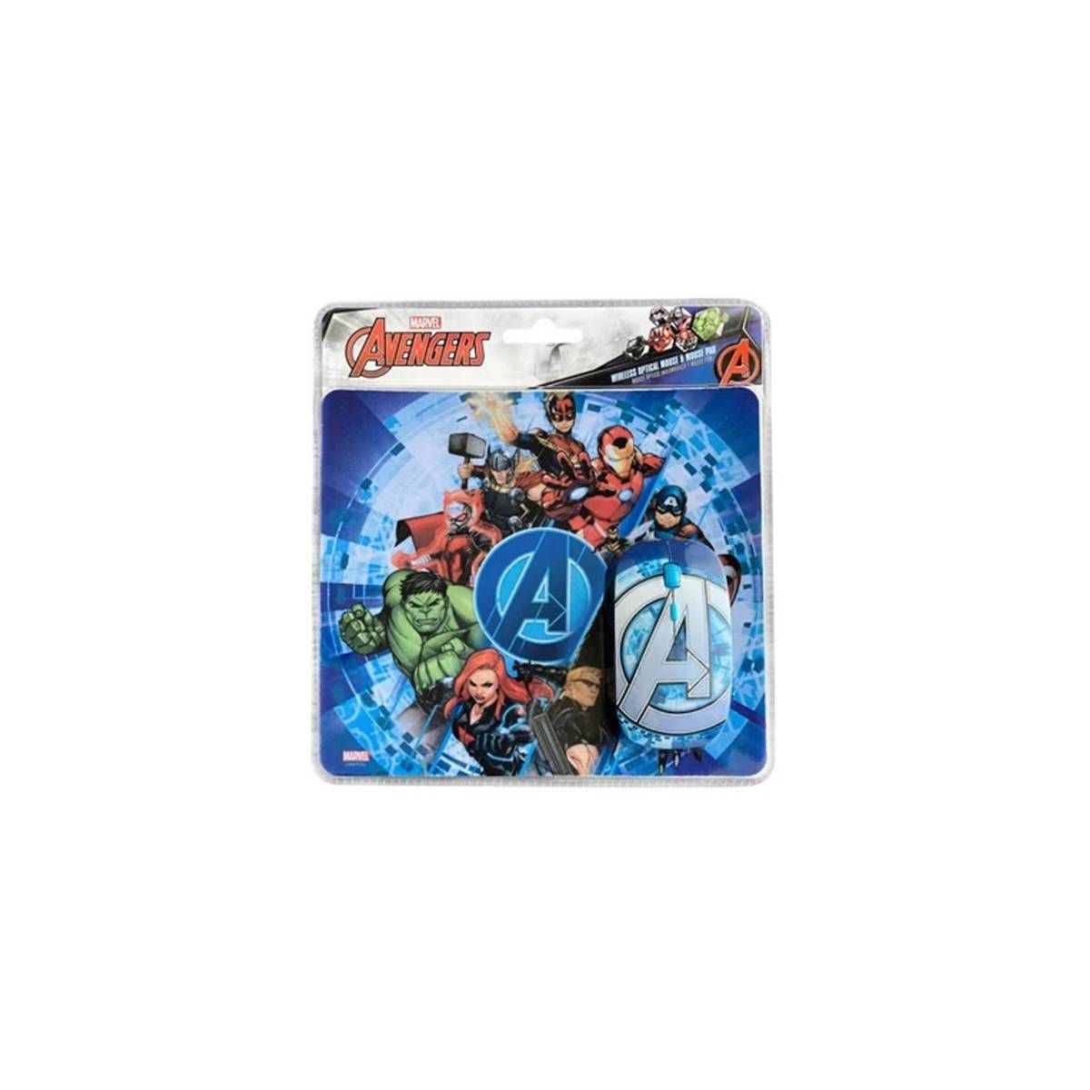 MARVEL - Kit Mouse Inalambrico Y Mouse Pad Avengers