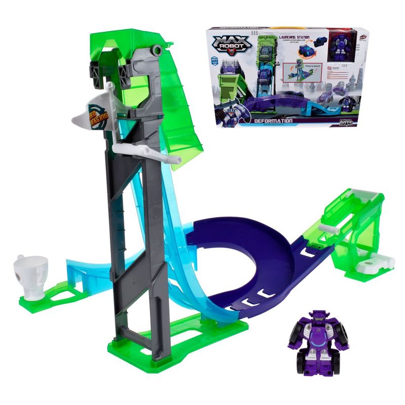 ANSALDO - Pista Ascensor Con Auto Transformable En Robot - Morado