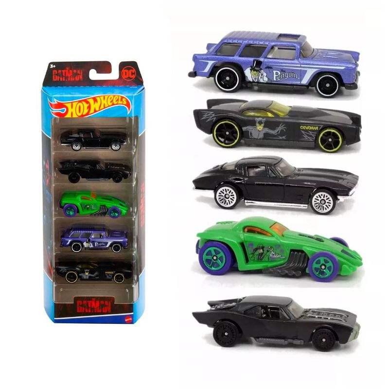 HOT WHEELS - Pack 5 Autos Basicos Hotwheels - The Batman