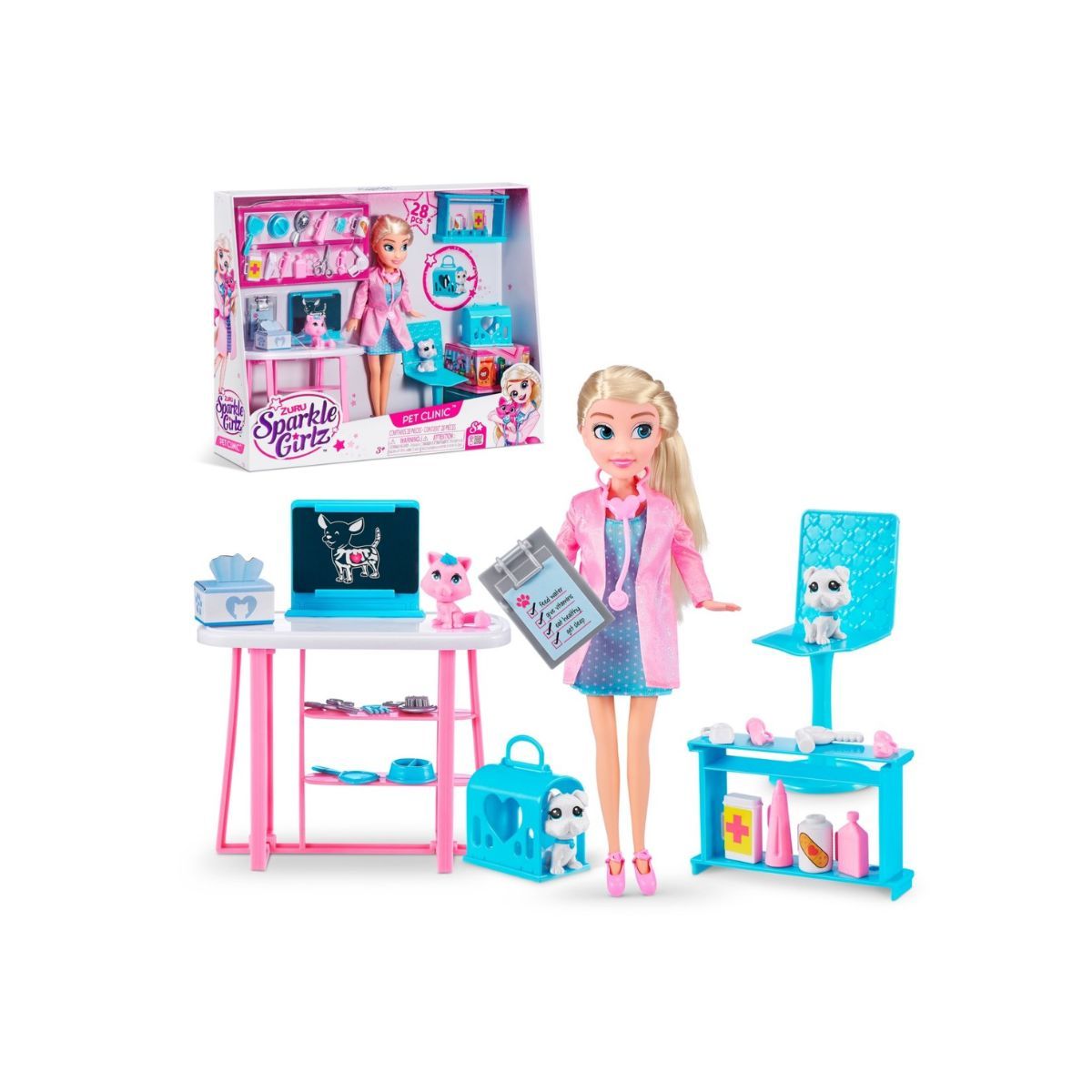 SPARKLE GIRLZ - Playset clínica veterinaria Sparkle Girlz con muñeca