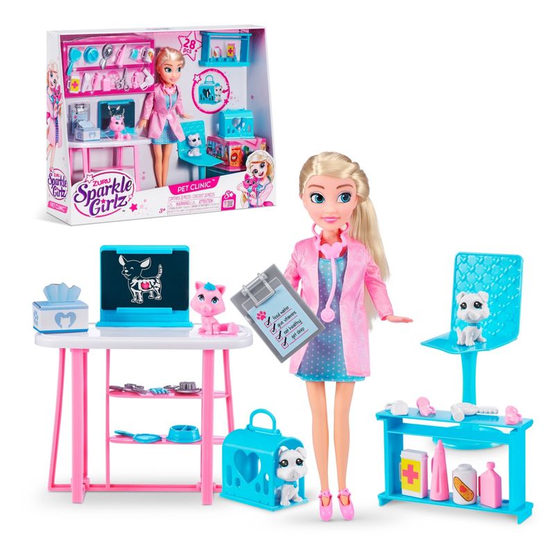 SPARKLE GIRLZ - Playset Clínica Veterinaria Con Muñeca Sparkle Girlz