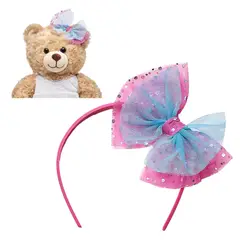 BUILD A BEAR - Cintillo Rosado Moño Tul Celeste Build-A-Bear