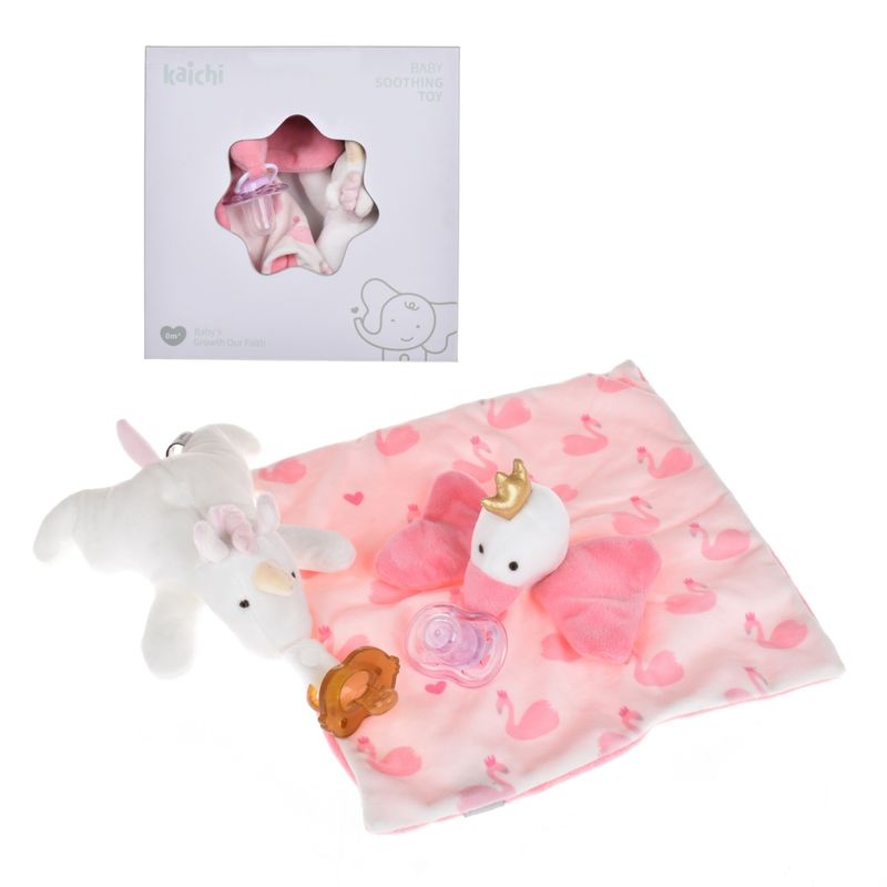 ANSALDO - Set De Regalo Para Recien Nacido Tuto Cisne Plush Con Chupet