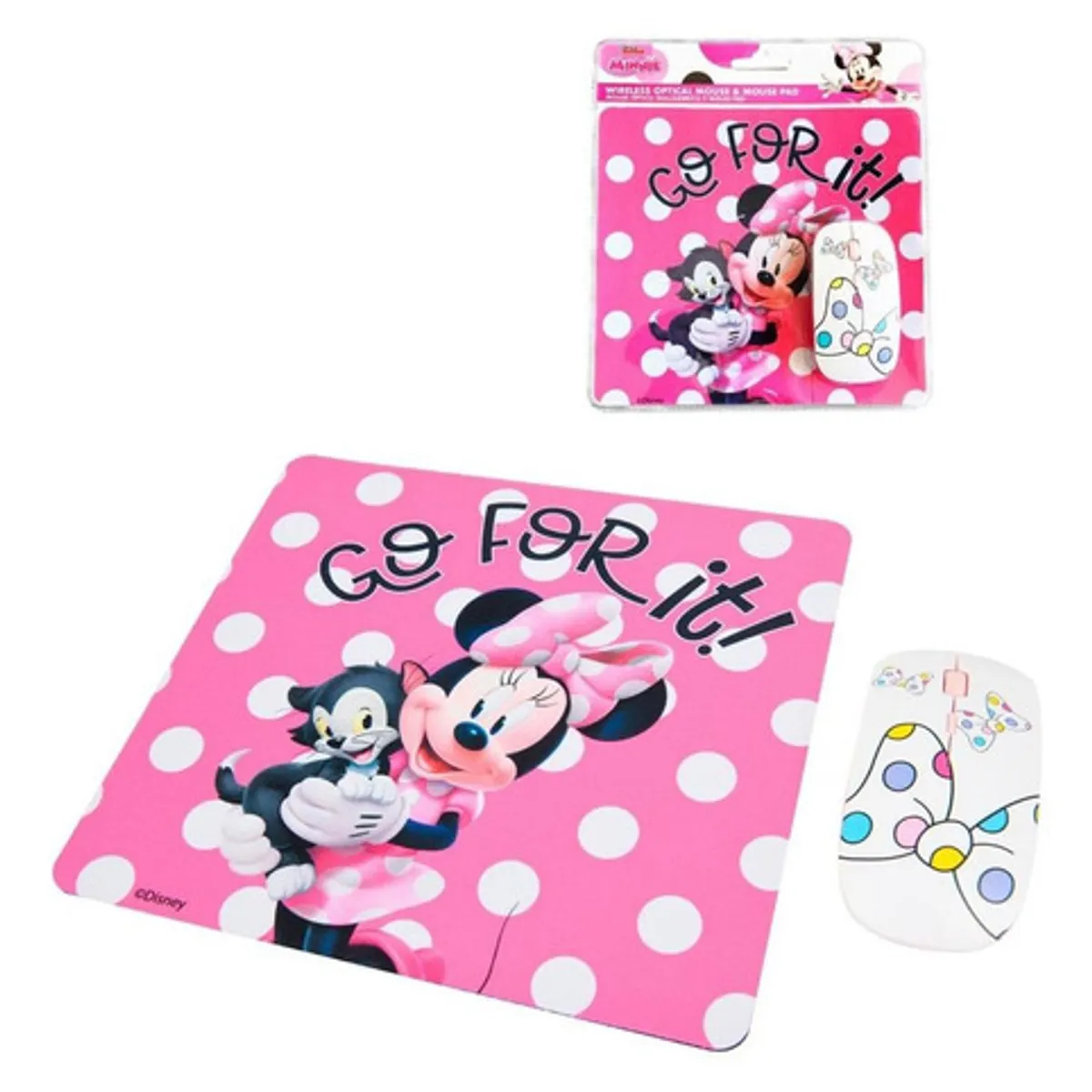 DISNEY - Kit de Mouse Inalámbrico y Mouse Pad Minnie.