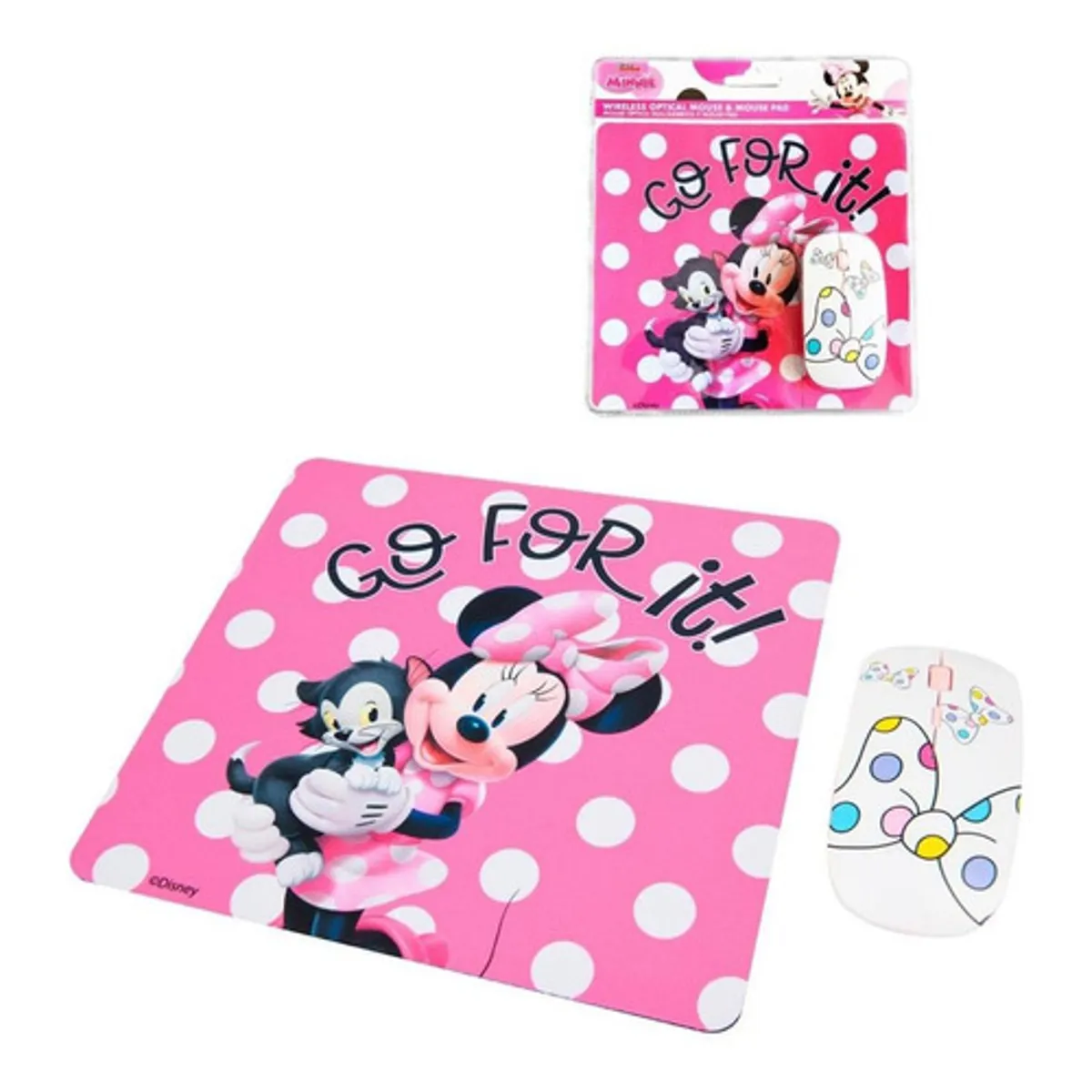 DISNEY - Kit de Mouse Inalámbrico y Mouse Pad Minnie.