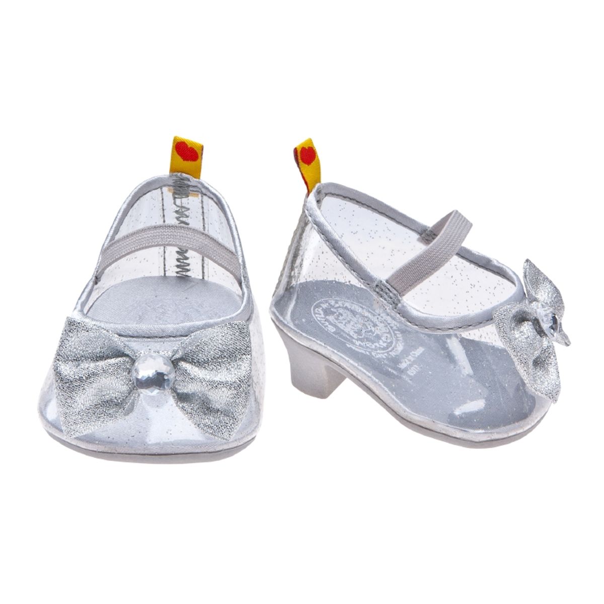BUILD A BEAR - Zapatos Build a Bear plateados con lazo brillante