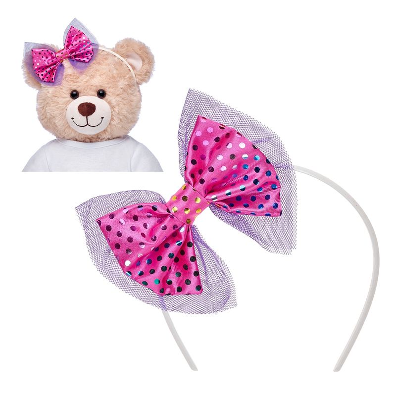 BUILD A BEAR - Cintillo Moño Fucsia Con Puntos Build A Bear