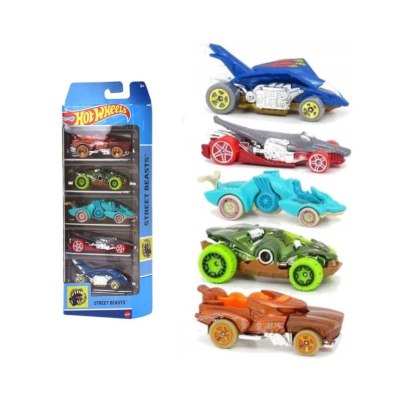HOT WHEELS - Pack 5 Autos Basicos Hotwheels - Street Beasts