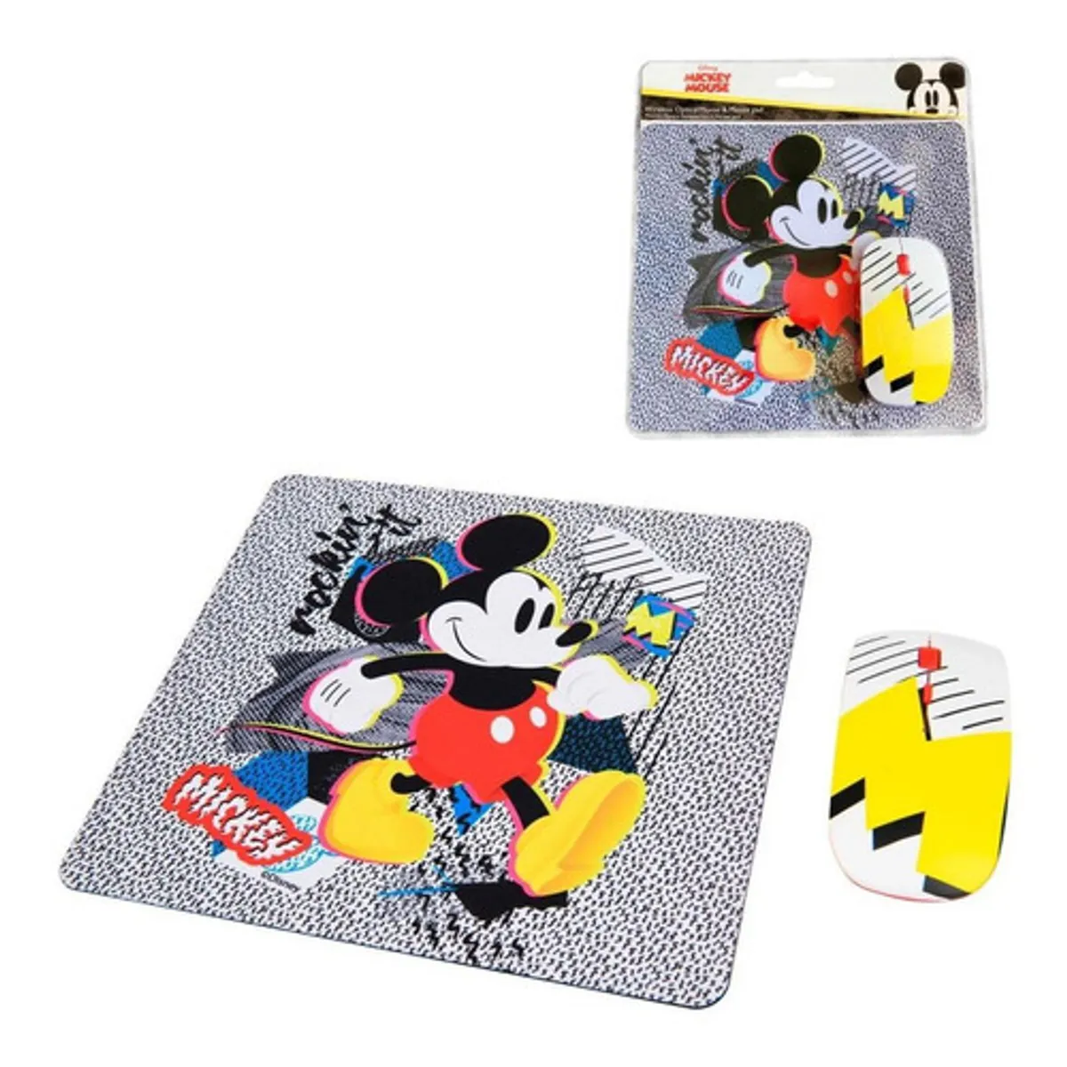 MICKEY MOUSE - Kit Mouse Inalambrico Y Mouse Pad Mickey