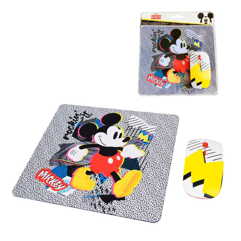 MICKEY MOUSE - Kit Mouse Inalambrico Y Mouse Pad Mickey