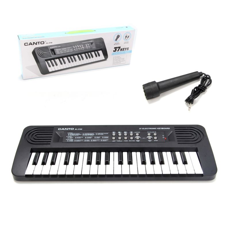 ANSALDO - Teclado 37 Teclas Con Microfono Y Adaptador De Corriente Usb