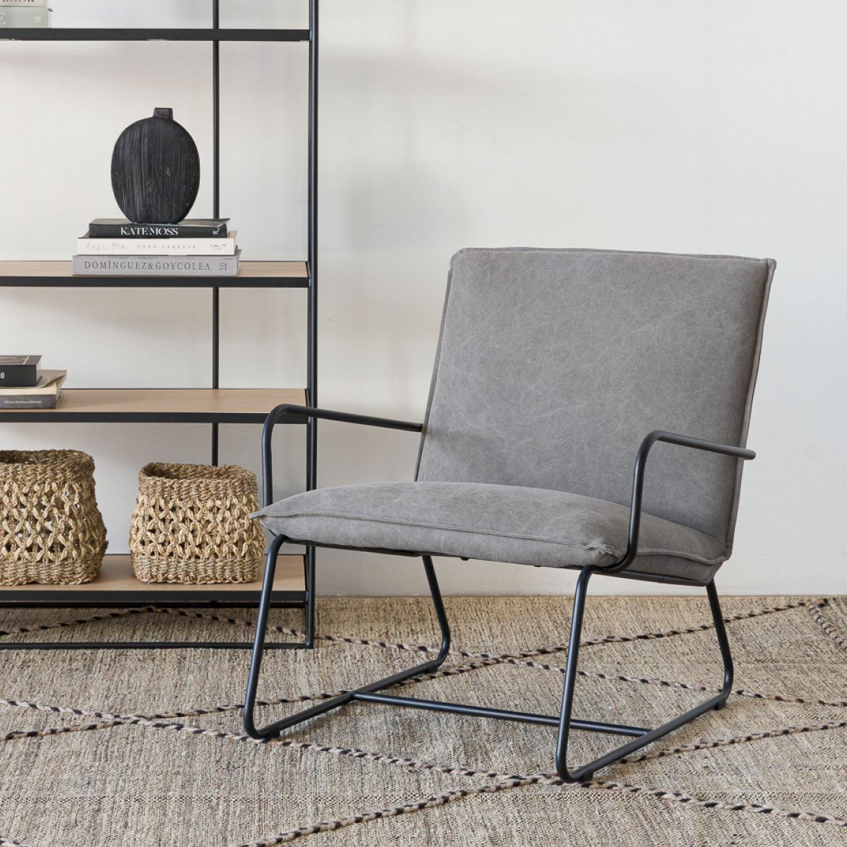 AMOBLE - Poltrona Windsor Canvas Gris Amoblé