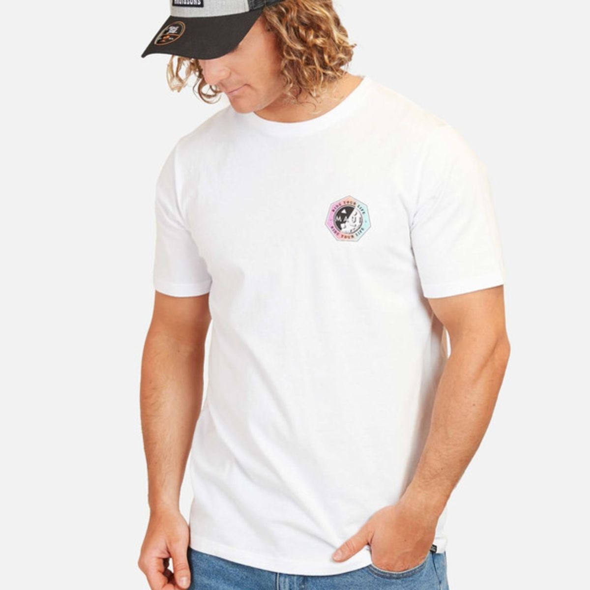 MAUI AND SONS - Polera Cookie Ride Your Life Tees Organic Hombre Blanco Maui And Sons