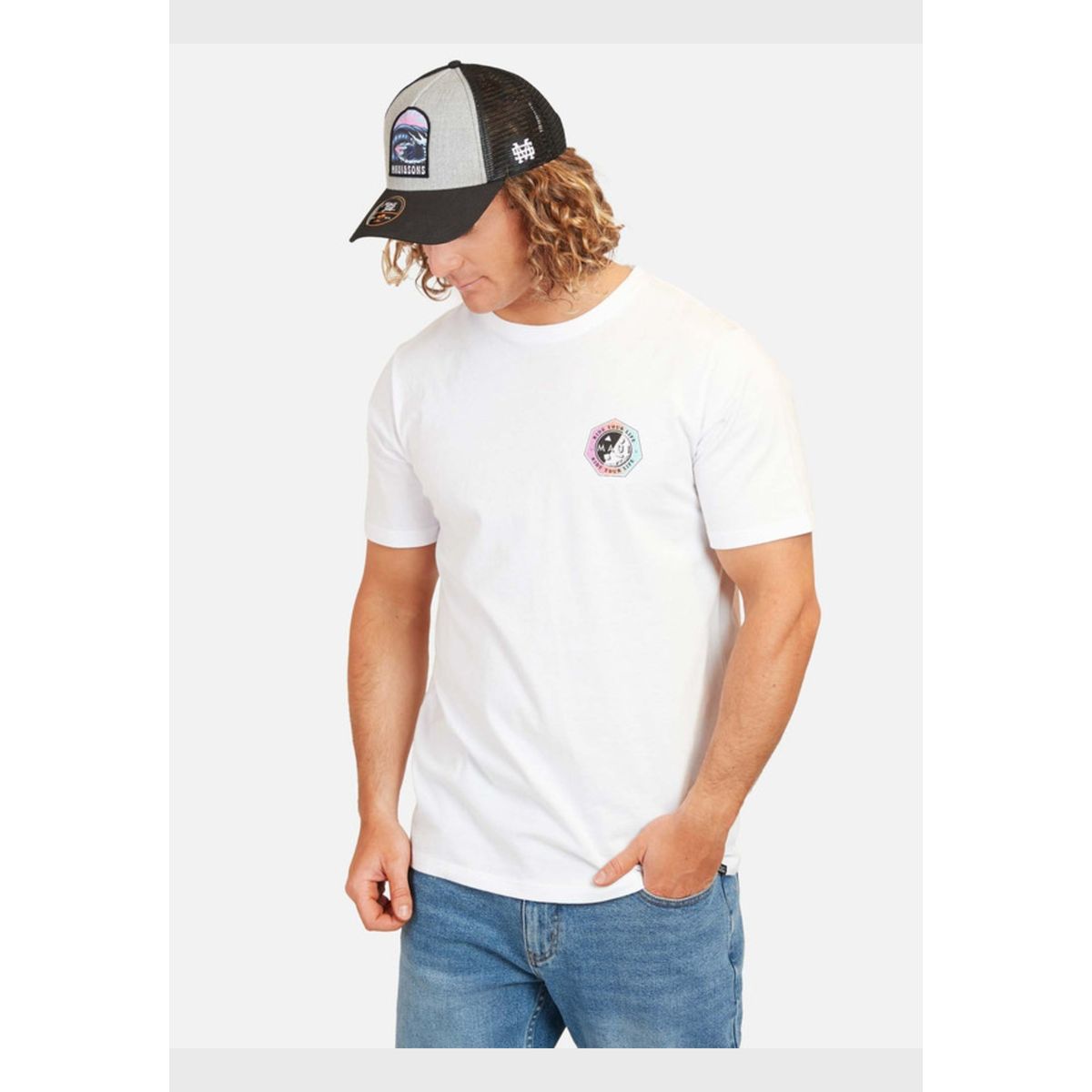 MAUI AND SONS - Polera Cookie Ride Your Life Tees Organic Hombre Blanco Maui And Sons