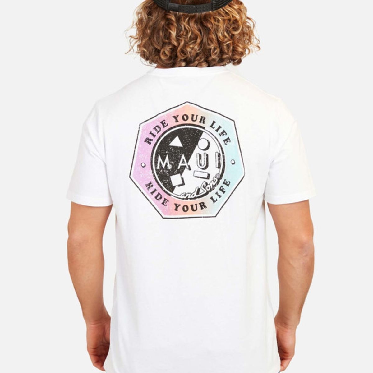 MAUI AND SONS - Polera Cookie Ride Your Life Tees Organic Hombre Blanco Maui And Sons