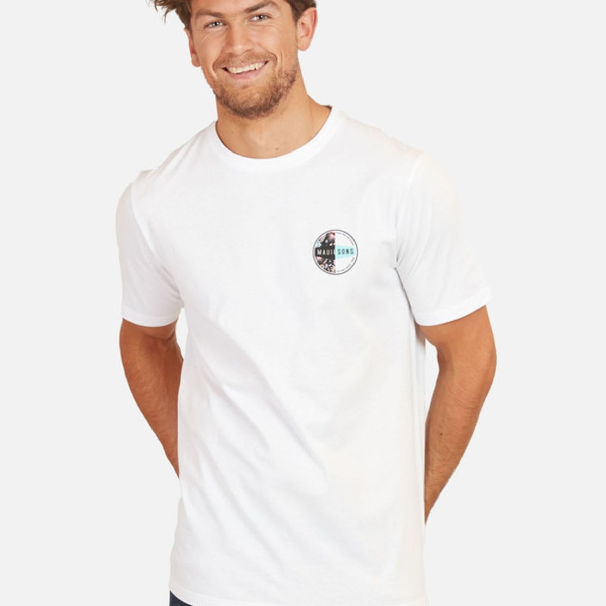 MAUI AND SONS - Polera Huntington Beach Tees Organic Hombre Blanco Maui And Sons