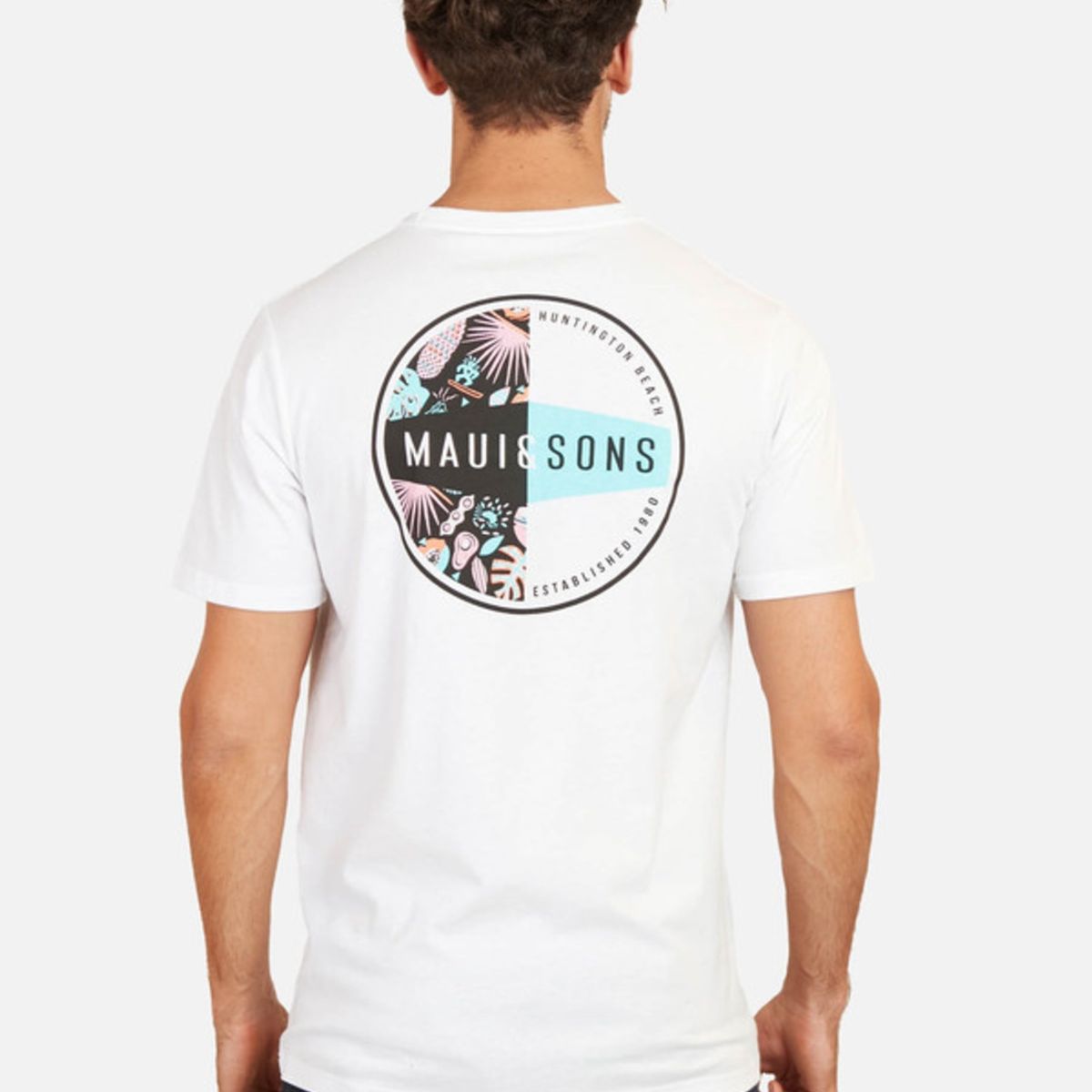 MAUI AND SONS - Polera Huntington Beach Tees Organic Hombre Blanco Maui And Sons