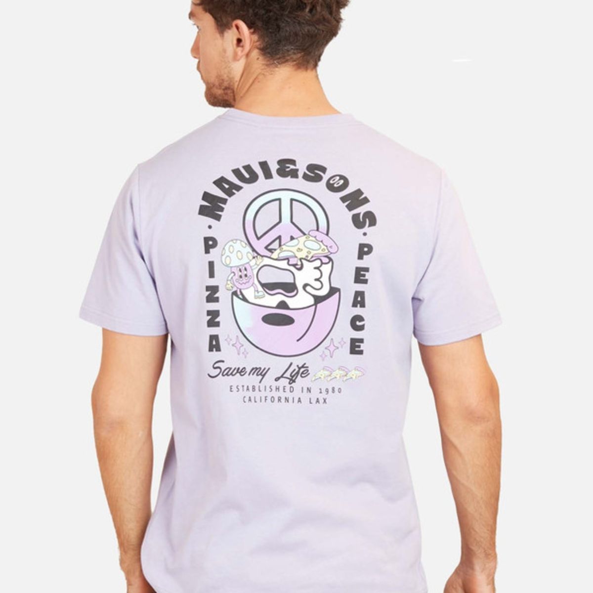 MAUI AND SONS - Polera Maui Desing Pizza Tees Organic Hombre Morado Maui And Sons
