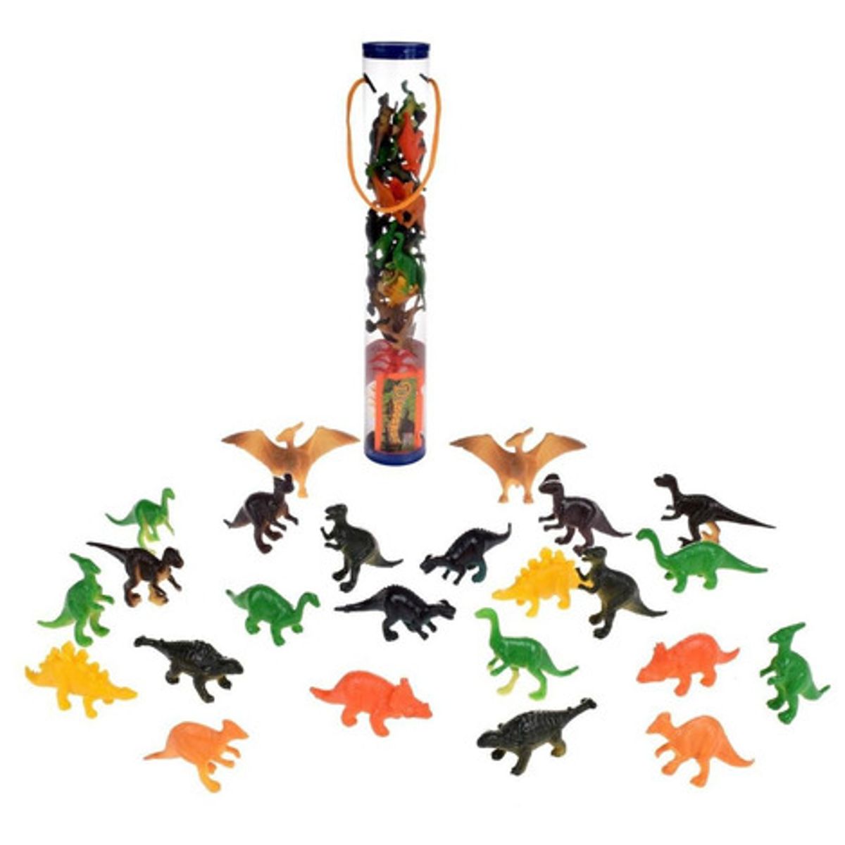 ANSALDO - Figuras de dinosaurios ANSALDO set con accesorios en tubo