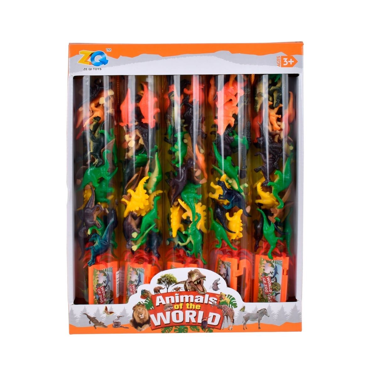 ANSALDO - Figuras de dinosaurios ANSALDO set con accesorios en tubo