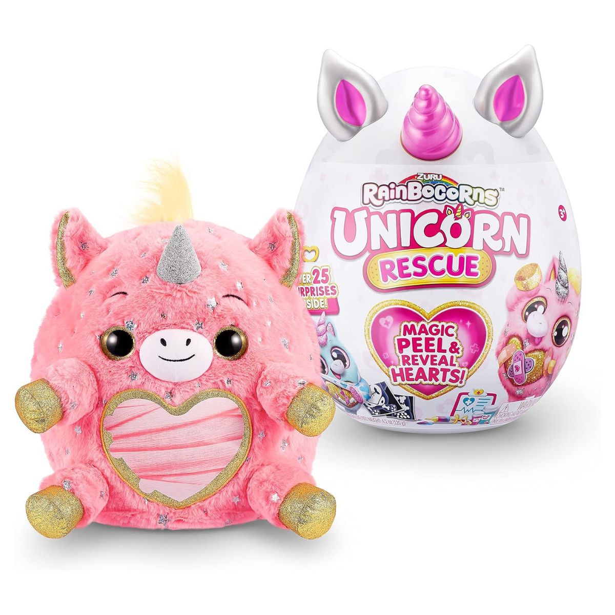 ANSALDO - Peluche RAINBOCORNS colección Unicorn Rescue Surprise Rosado