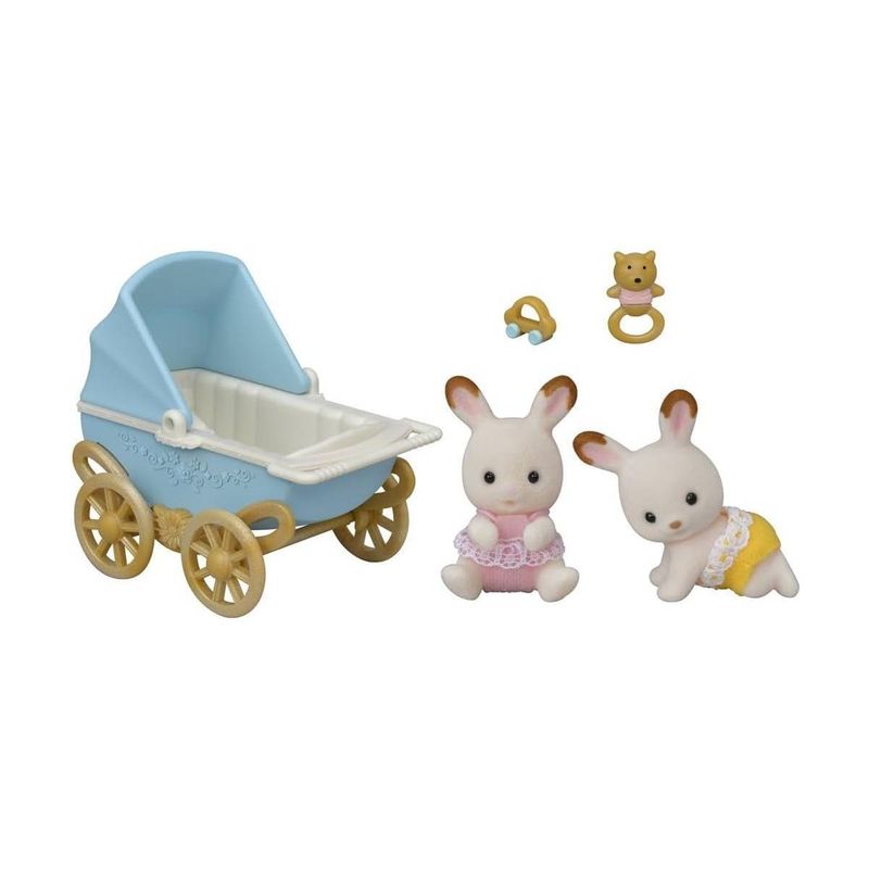 SYLVANIAN FAMILIES - Set De Cochecito Gemelar Cabe Y Breeze Chocolate - Sylvanian