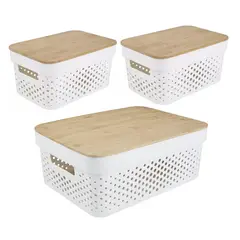 CASATUA - Cajas Organizadoras Plasticas Canastos Set - Blanco - 1L 2S