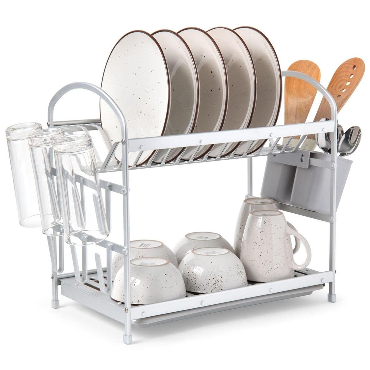 CASATUA - Secaplatos Escurridor 2 Niveles Aluminio 100% Inoxidable - Plateado