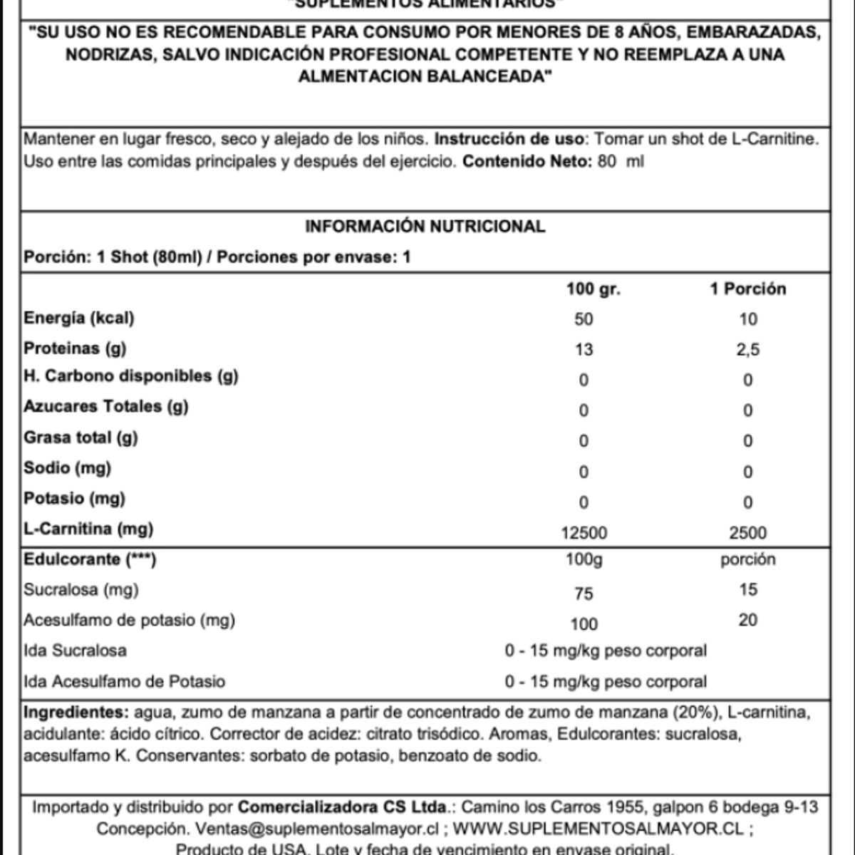 OSTROVIT - L-CARNITINE SHOT 80ML  OSTROVIT