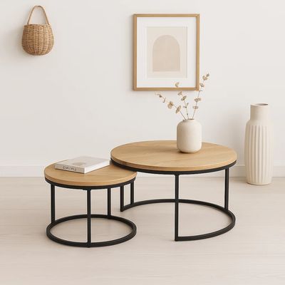 Imagen 2 del producto Juego de mesas de centro anidadas - Madera clara